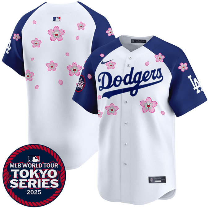 Men Los Angeles Dodgers Tokyo Series 2025 white blank Limited Stitched Jersey style 2